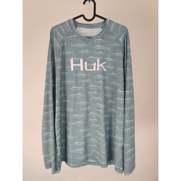 (V) HUK Performance Fishing PATTERN Long Sleeve Hoodie - Men’s LARGE - Picture 5 of 9